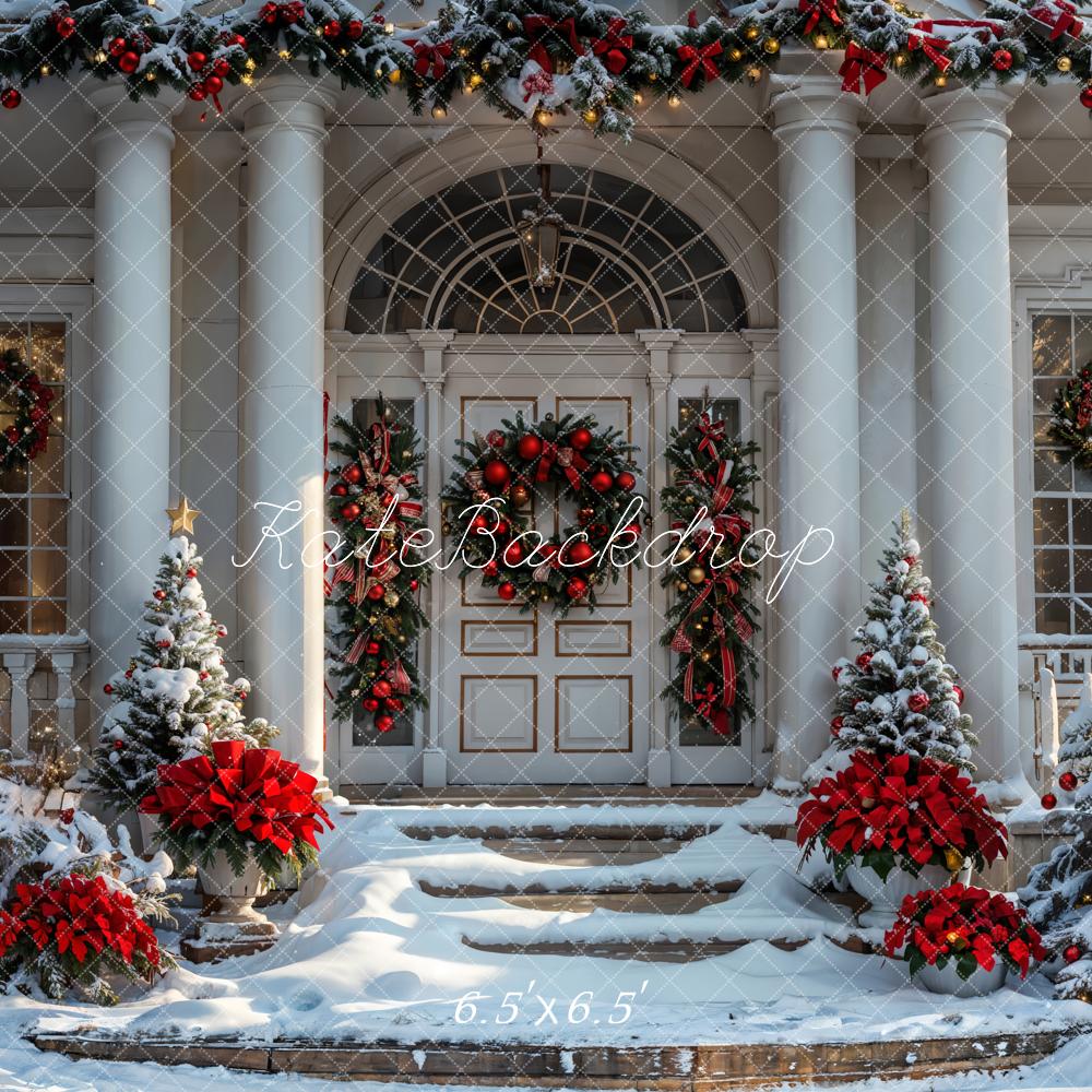 Kate Christmas White Vintage House Backdrop Designed by Emetselch - Kate Backdrop AU