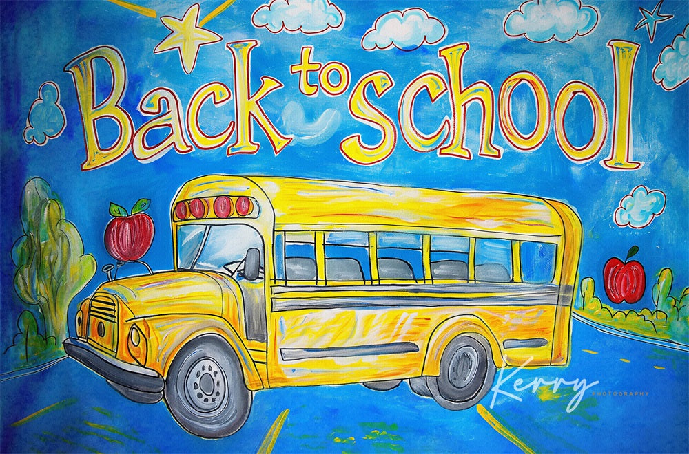Kate Back to School Bus Backdrop for Photography Designed by Kerry Anderson - Kate Backdrop AU