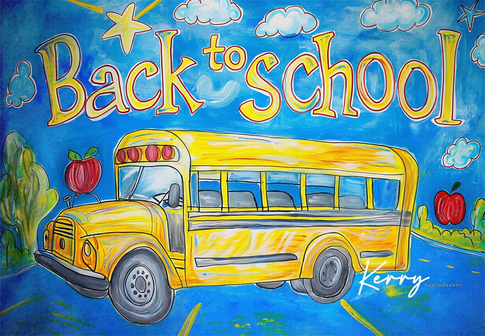 Kate Back to School Bus Backdrop for Photography Designed by Kerry Anderson - Kate Backdrop AU