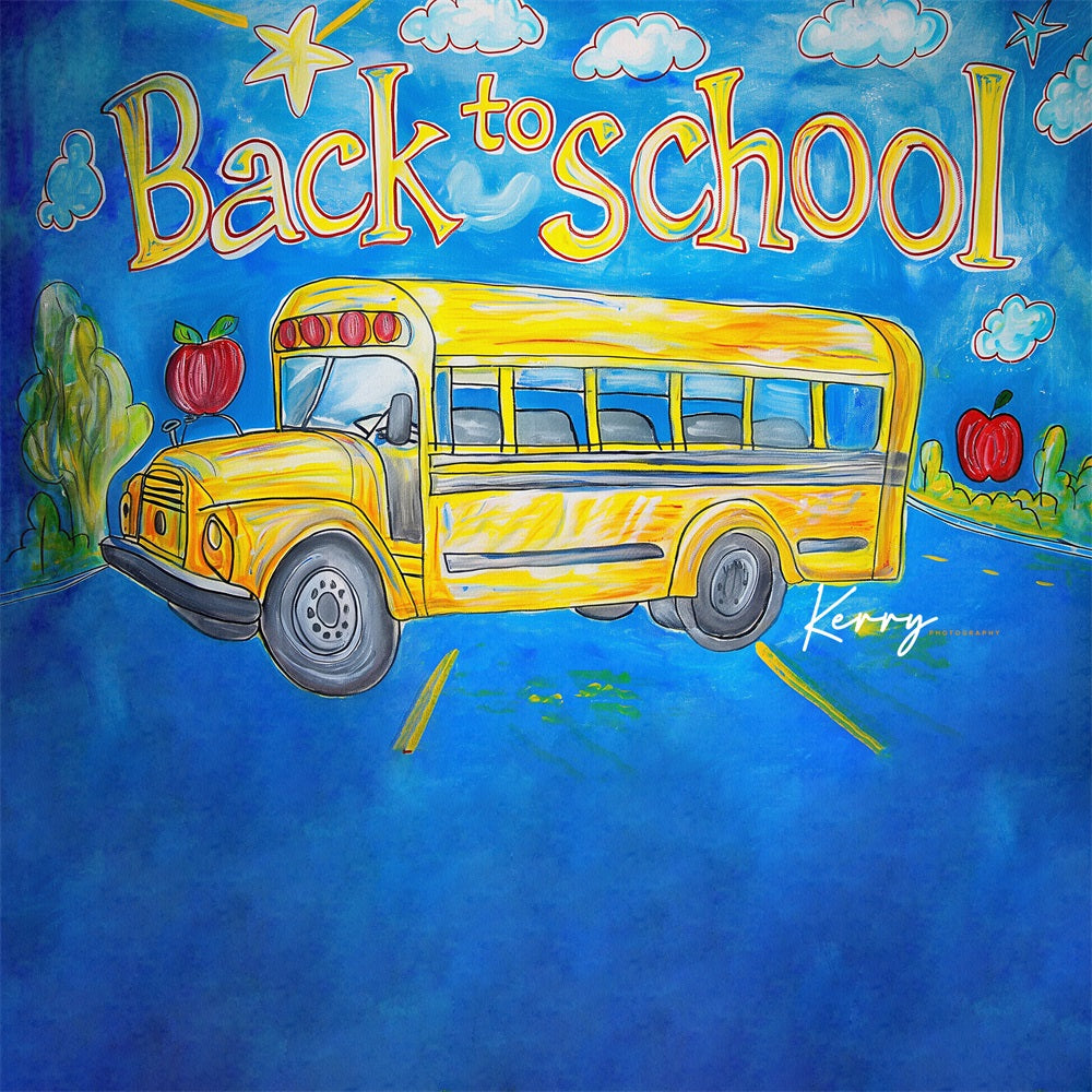 Kate Back to School Bus Backdrop for Photography Designed by Kerry Anderson - Kate Backdrop AU