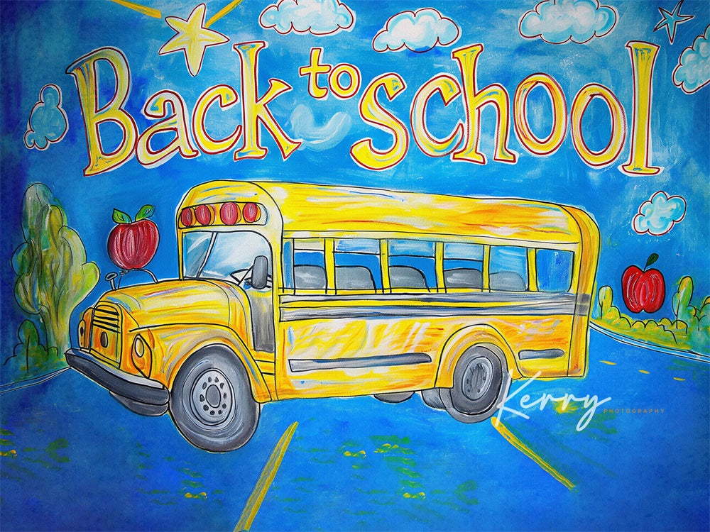 Kate Back to School Bus Backdrop for Photography Designed by Kerry Anderson - Kate Backdrop AU