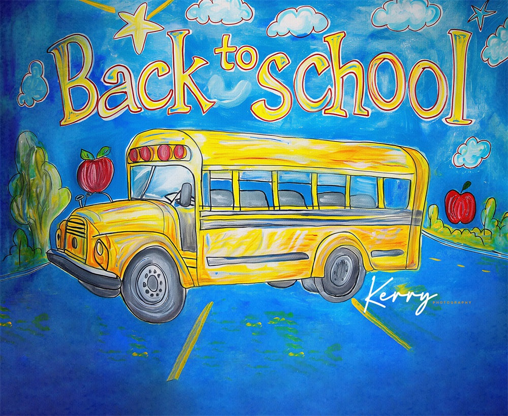 Kate Back to School Bus Backdrop for Photography Designed by Kerry Anderson - Kate Backdrop AU