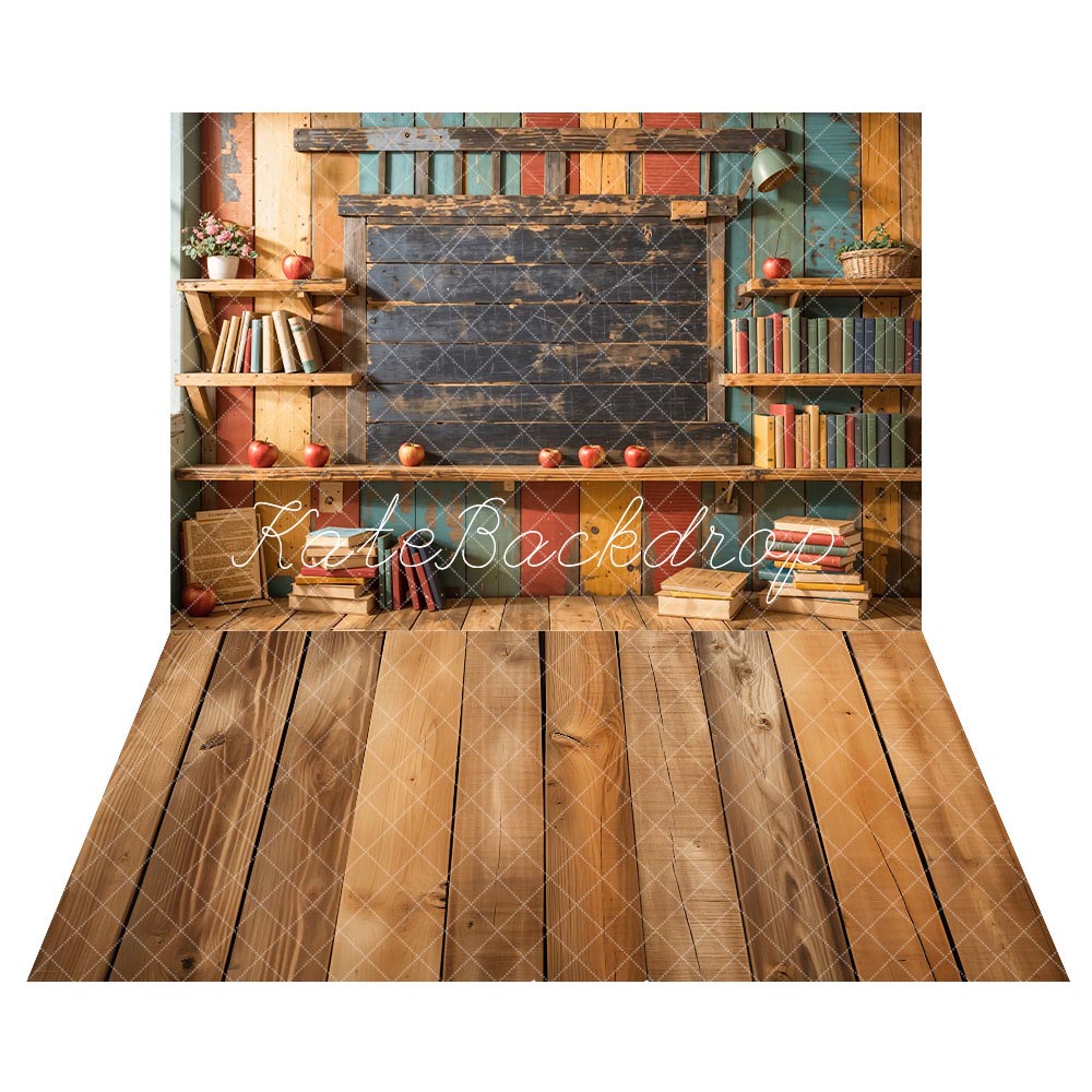 Kate Back to School Backdrop+Vertical Wooden Boards Floor Backdrop - Kate Backdrop AU