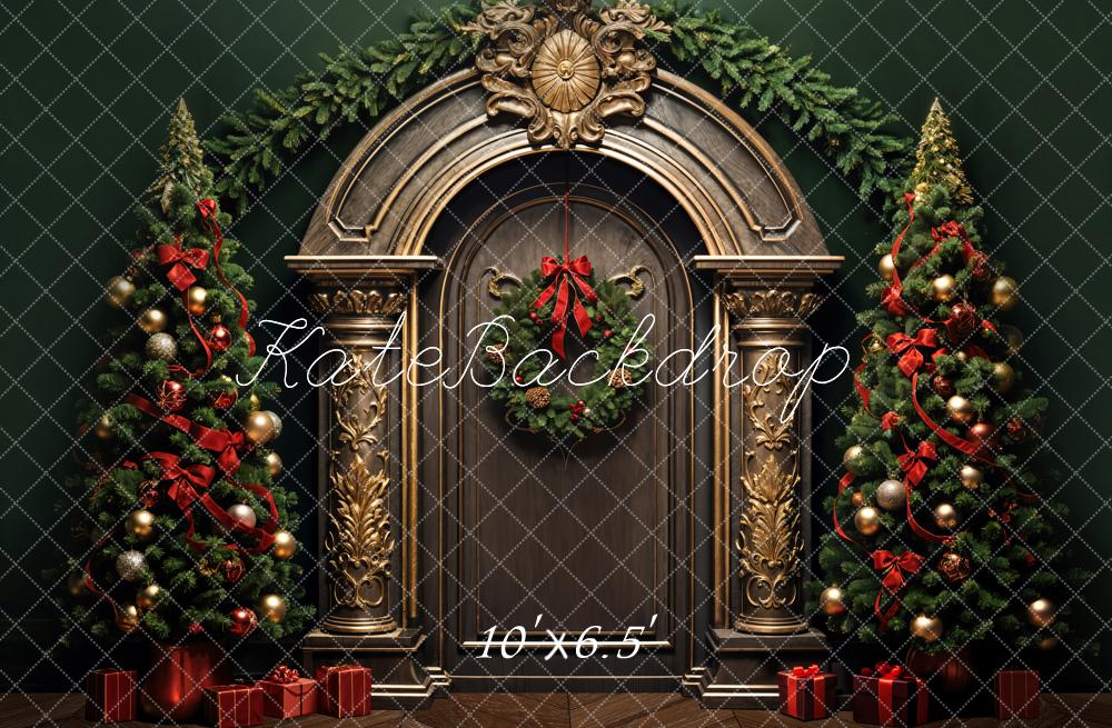 Kate Christmas Tree Retro Arched Door Backdrop Designed by Emetselch - Kate Backdrop AU