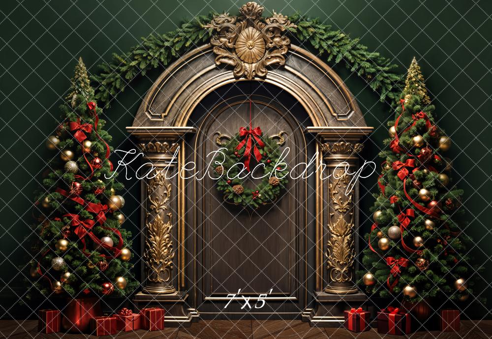 Kate Christmas Tree Retro Arched Door Backdrop Designed by Emetselch - Kate Backdrop AU
