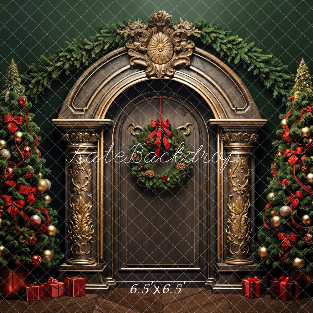 Kate Christmas Tree Retro Arched Door Backdrop Designed by Emetselch - Kate Backdrop AU