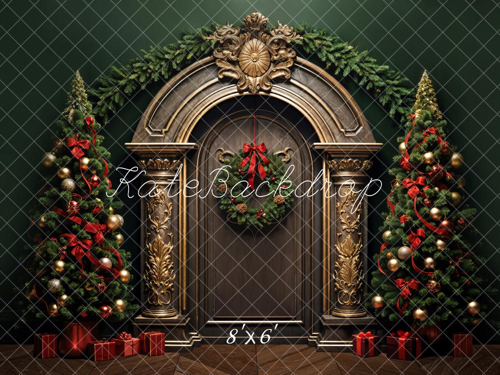 Kate Christmas Tree Retro Arched Door Backdrop Designed by Emetselch - Kate Backdrop AU