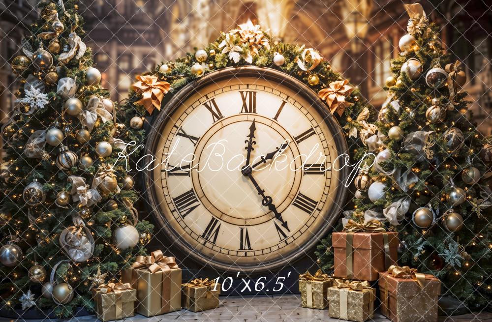 Kate Christmas Tree Clock Backdrop Designed by Emetselch - Kate Backdrop AU