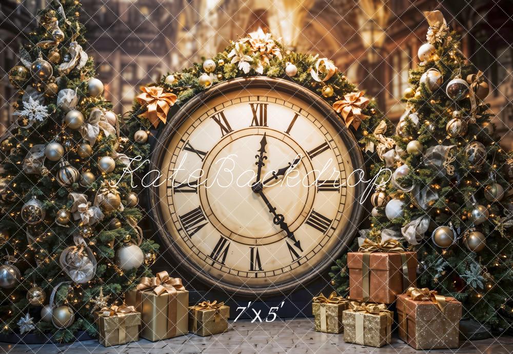 Kate Christmas Tree Clock Backdrop Designed by Emetselch - Kate Backdrop AU