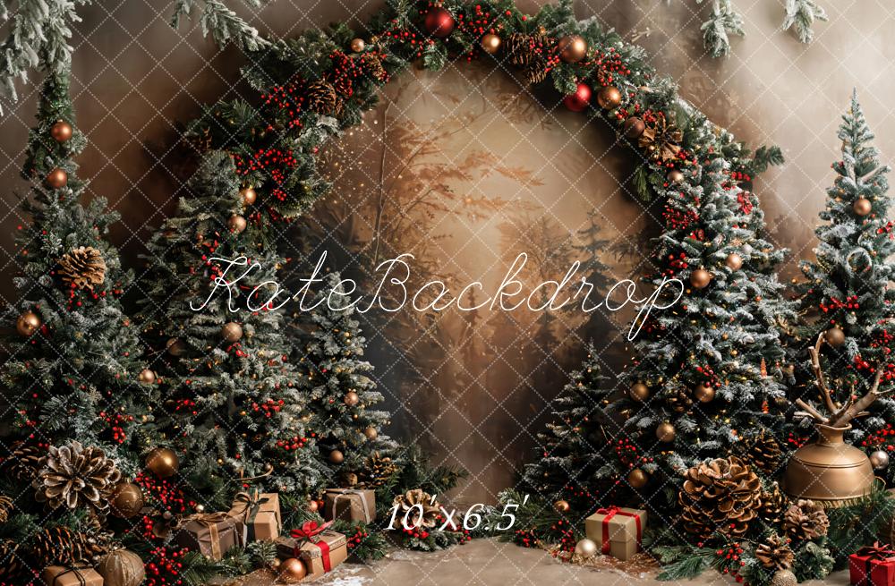 Kate Christmas Green Plant Arched Backdrop Designed by Emetselch - Kate Backdrop AU