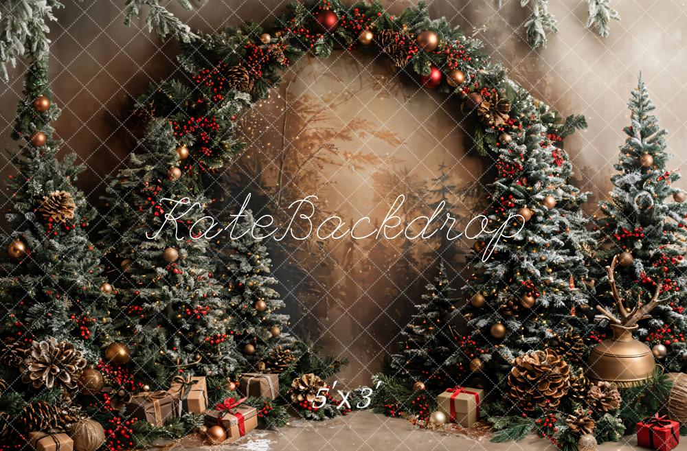 Kate Christmas Green Plant Arched Backdrop Designed by Emetselch - Kate Backdrop AU
