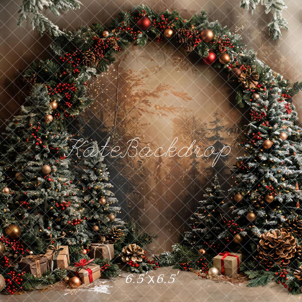 Kate Christmas Green Plant Arched Backdrop Designed by Emetselch - Kate Backdrop AU