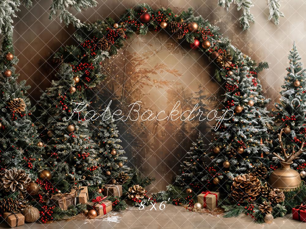 Kate Christmas Green Plant Arched Backdrop Designed by Emetselch - Kate Backdrop AU