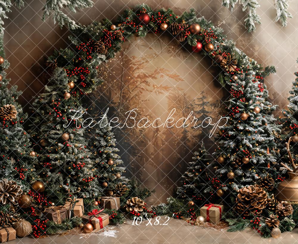 Kate Christmas Green Plant Arched Backdrop Designed by Emetselch - Kate Backdrop AU