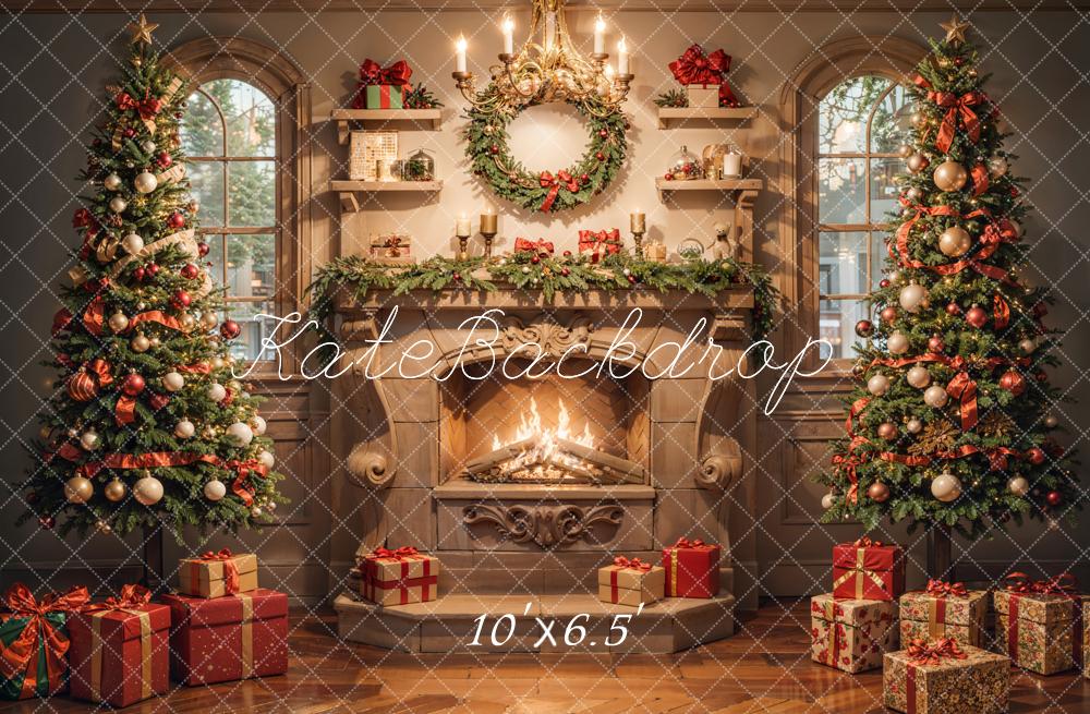 Kate Indoor Fireplace Christmas Decoration Backdrop Designed by Emetselch