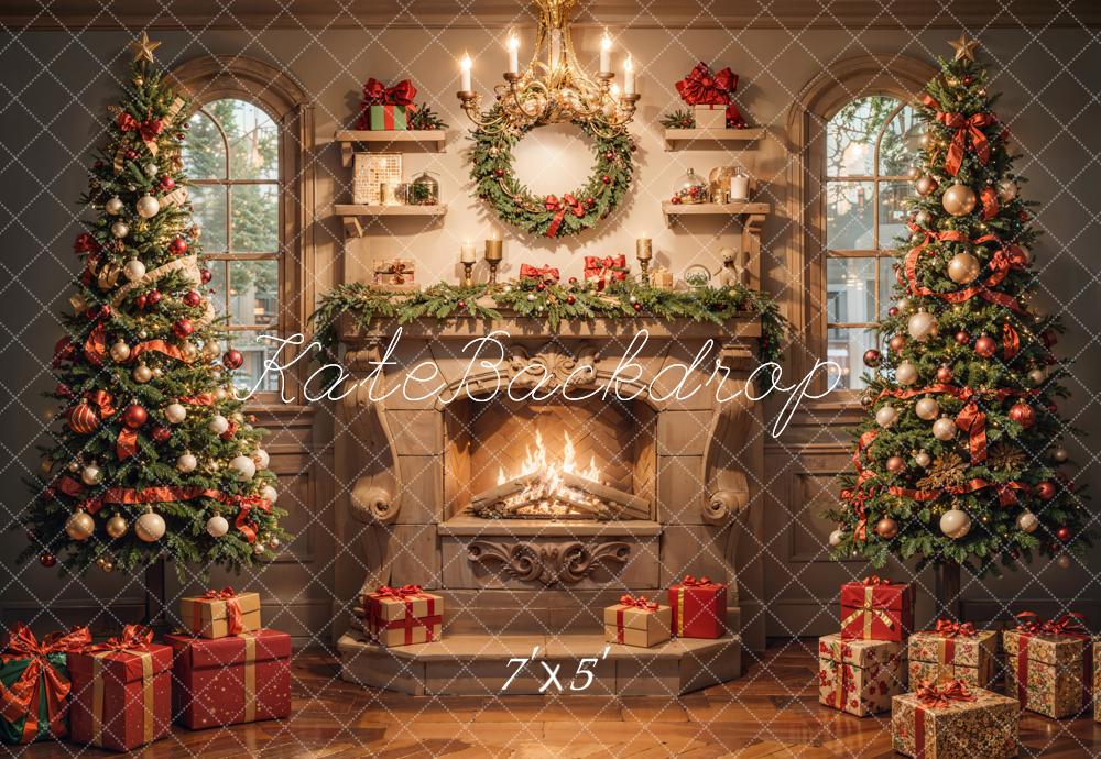 Kate Indoor Fireplace Christmas Decoration Backdrop Designed by Emetselch