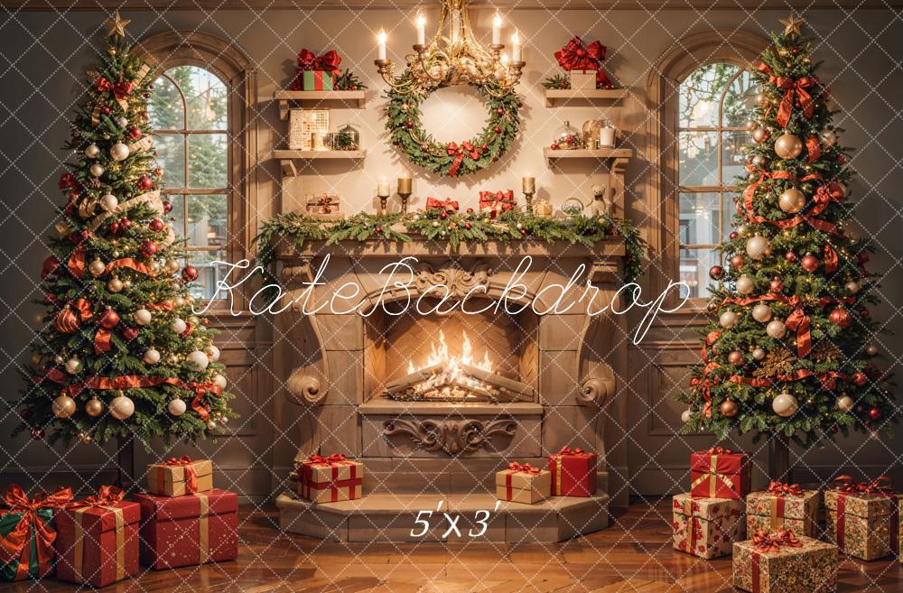 Kate Indoor Fireplace Christmas Decoration Backdrop Designed by Emetselch