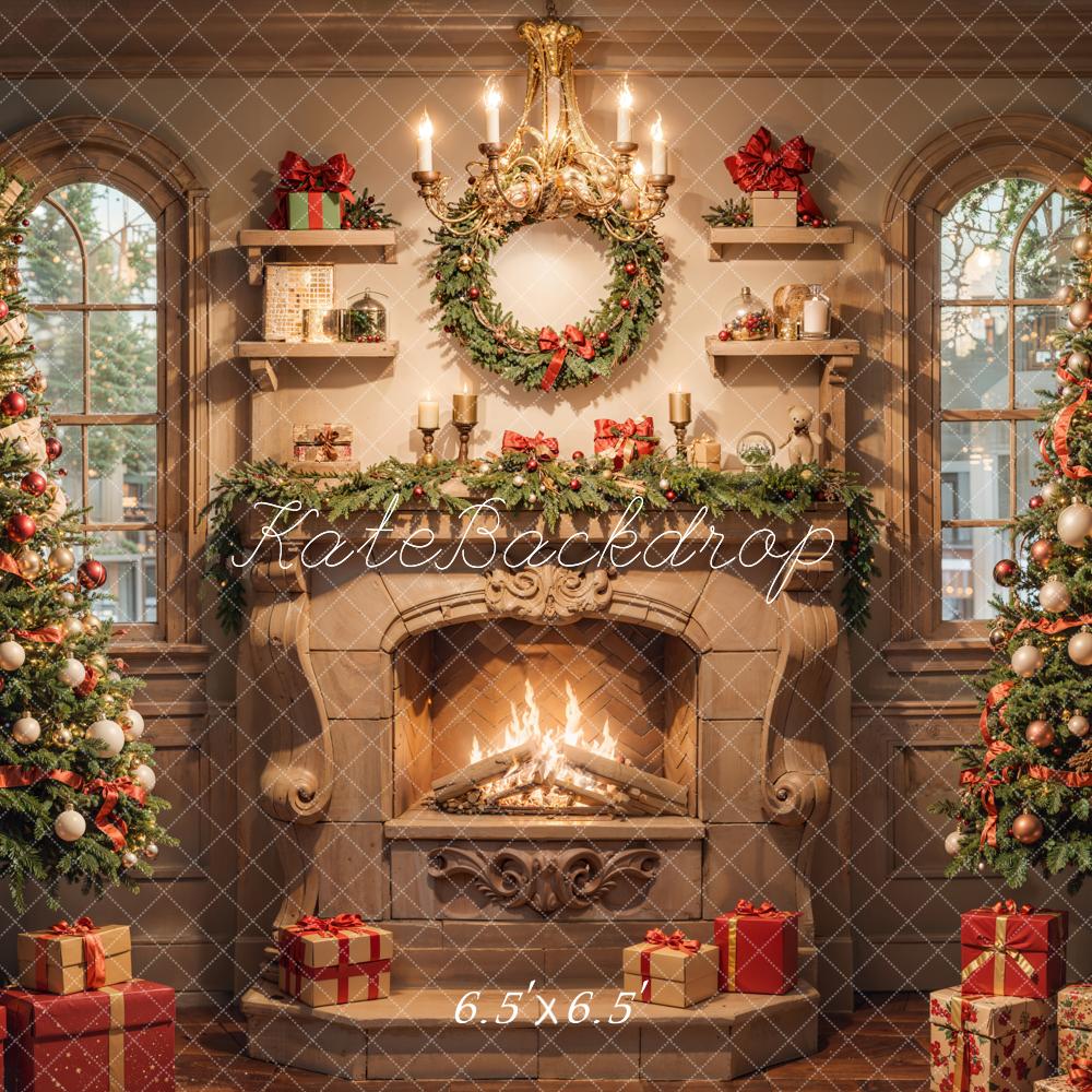 Kate Indoor Fireplace Christmas Decoration Backdrop Designed by Emetselch
