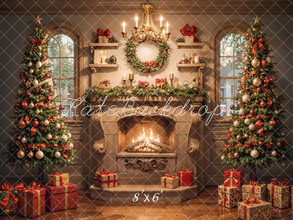 Kate Indoor Fireplace Christmas Decoration Backdrop Designed by Emetselch