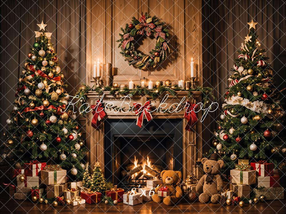 Kate Christmas Candle Flame Fireplace Backdrop Designed by Emetselch - Kate Backdrop AU