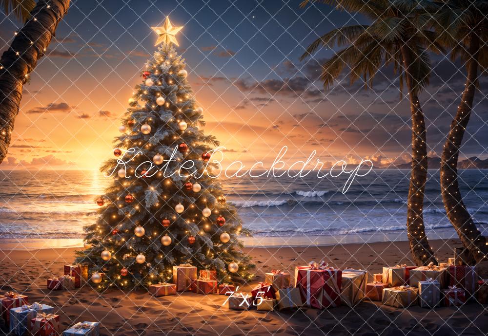 Kate Sunset Beach Christmas Backdrop Designed by Emetselch