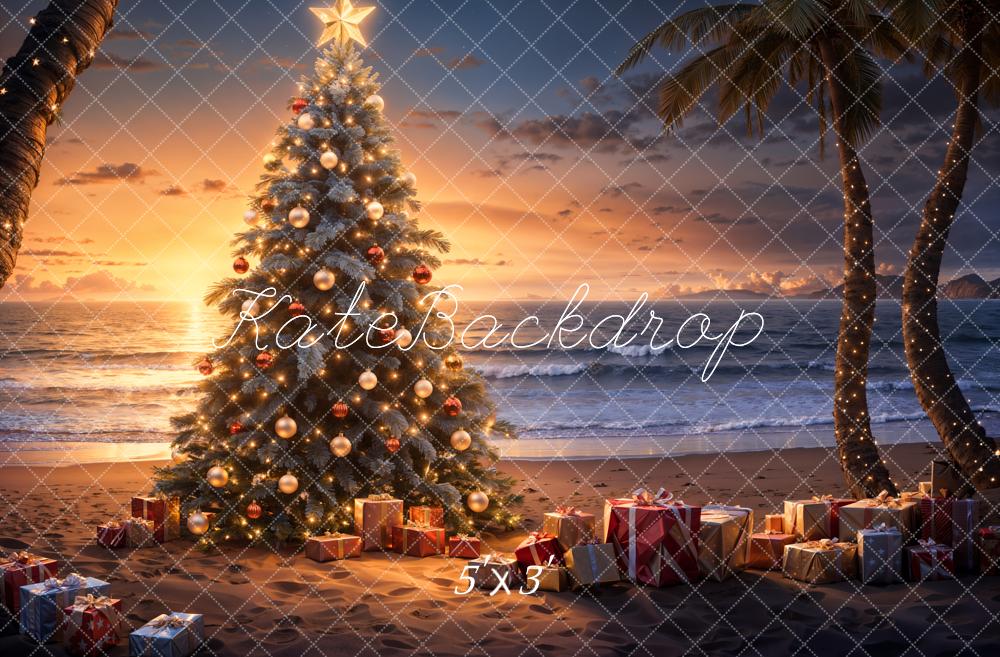 Kate Sunset Beach Christmas Backdrop Designed by Emetselch