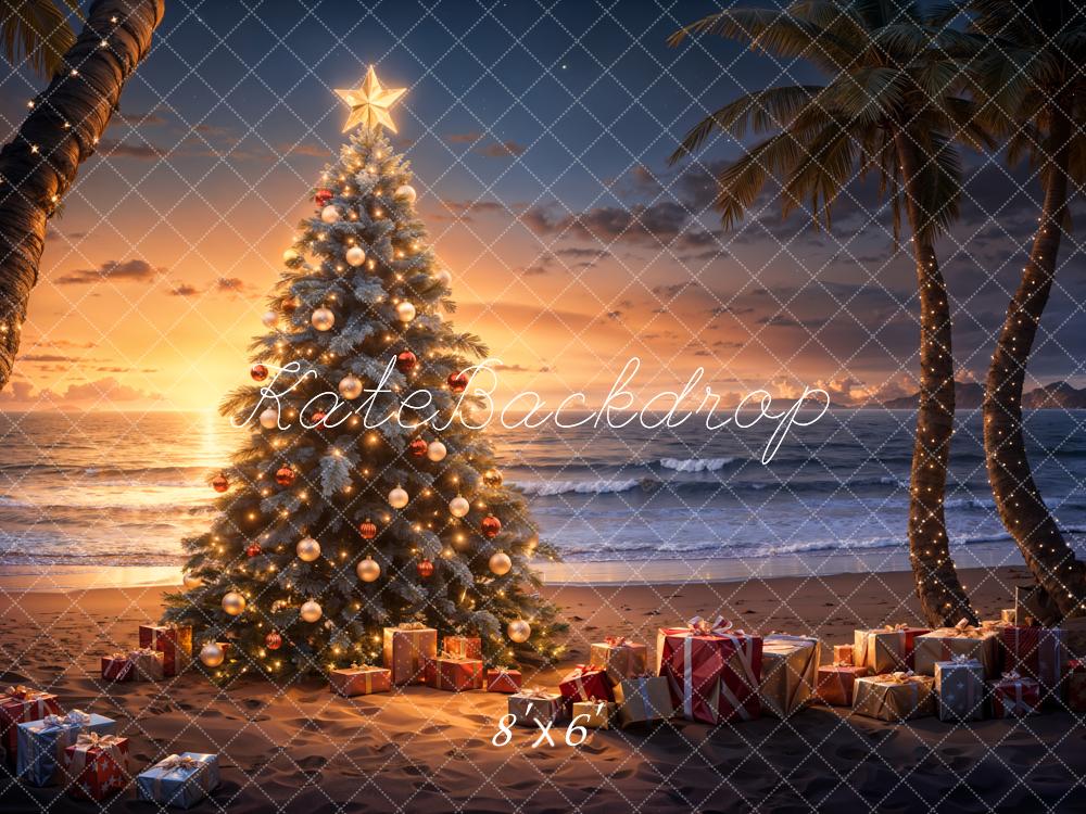 Kate Sunset Beach Christmas Backdrop Designed by Emetselch