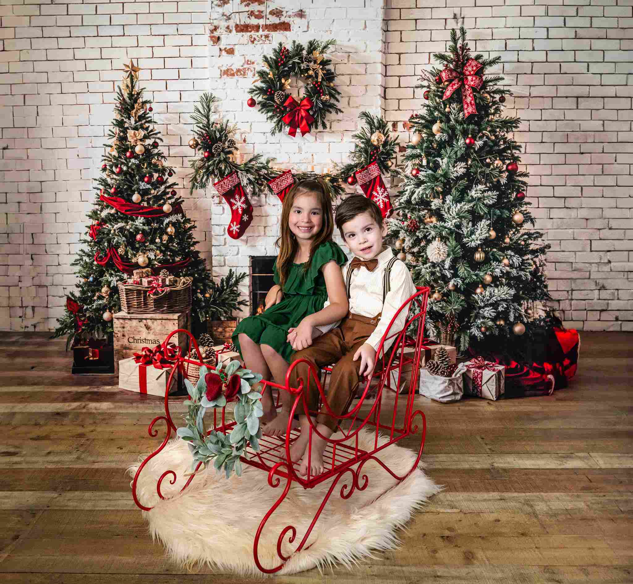 Kate Christmas Tree White Fireplace Backdrop Designed by Emetselch - Kate Backdrop AU