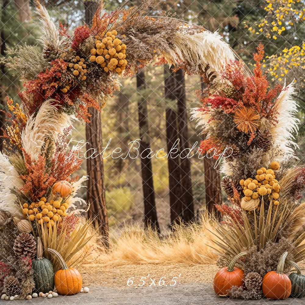 Kate Fall Boho Forest Pumpkin Arch Backdrop Designed by Emetselch - Kate Backdrop AU
