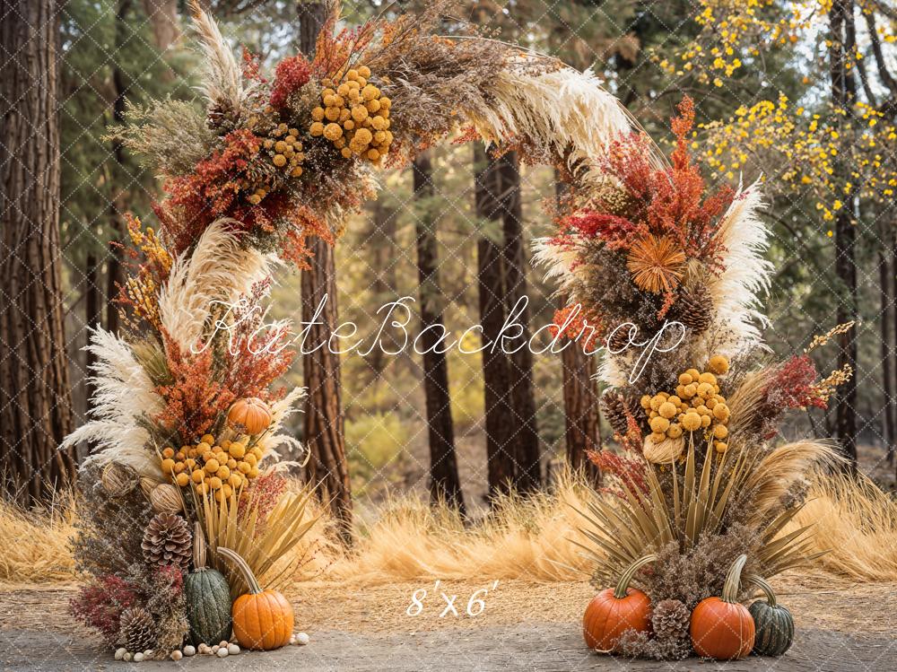 Kate Fall Boho Forest Pumpkin Arch Backdrop Designed by Emetselch - Kate Backdrop AU