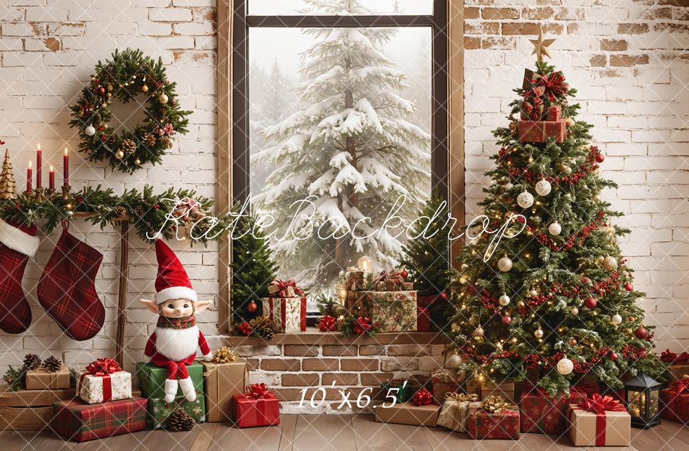 Kate Christmas Snow Scene Outside Window Backdrop Designed by Emetselch - Kate Backdrop AU
