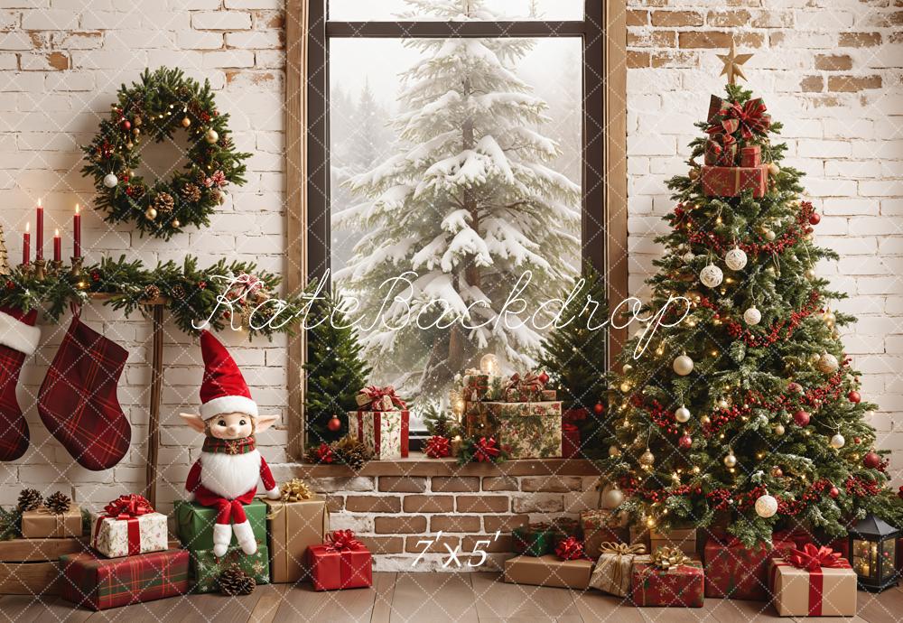 Kate Christmas Snow Scene Outside Window Backdrop Designed by Emetselch - Kate Backdrop AU