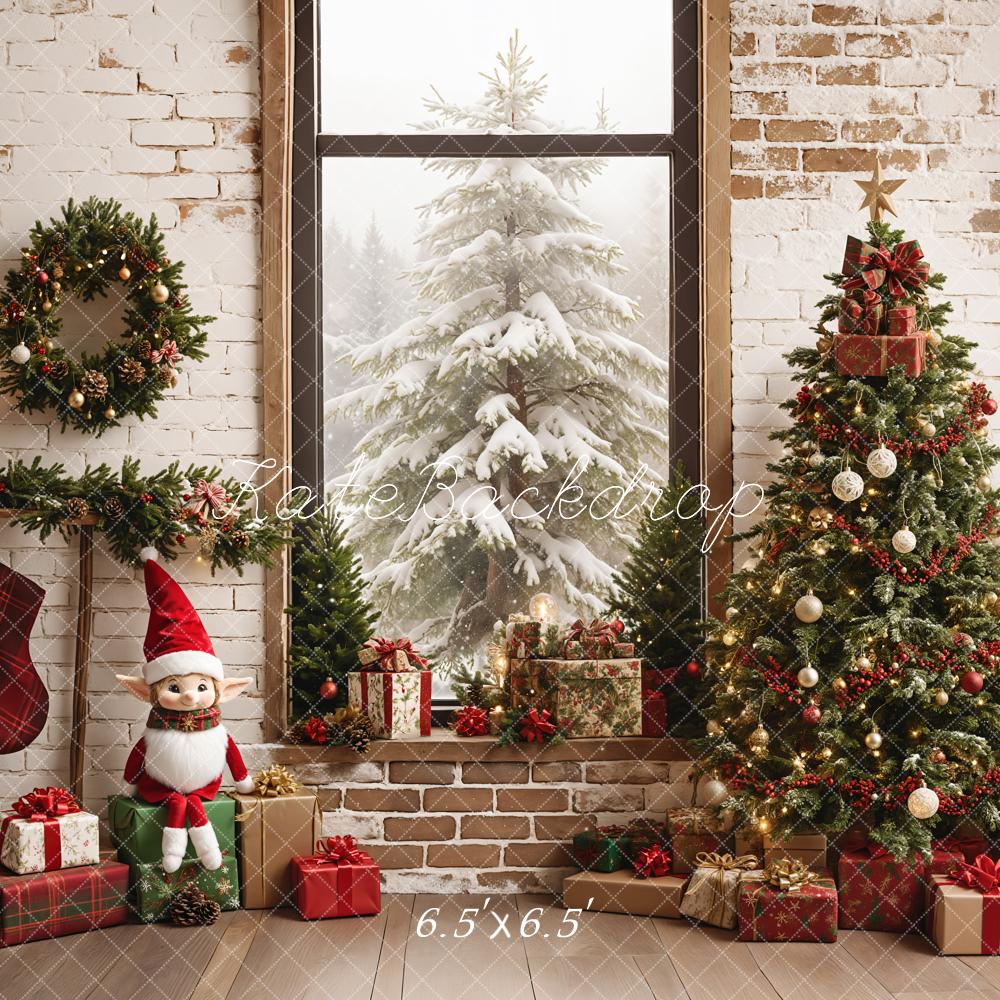 Kate Christmas Snow Scene Outside Window Backdrop Designed by Emetselch - Kate Backdrop AU