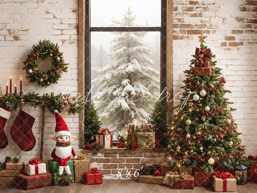 Kate Christmas Snow Scene Outside Window Backdrop Designed by Emetselch - Kate Backdrop AU