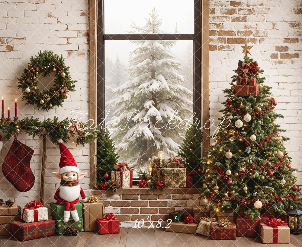 Kate Christmas Snow Scene Outside Window Backdrop Designed by Emetselch - Kate Backdrop AU