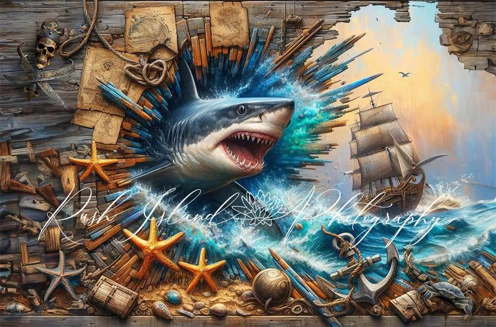 Kate Pirate Shark Attack Backdrop Designed by Laura Bybee - Kate Backdrop AU
