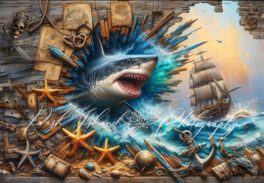Kate Pirate Shark Attack Backdrop Designed by Laura Bybee - Kate Backdrop AU