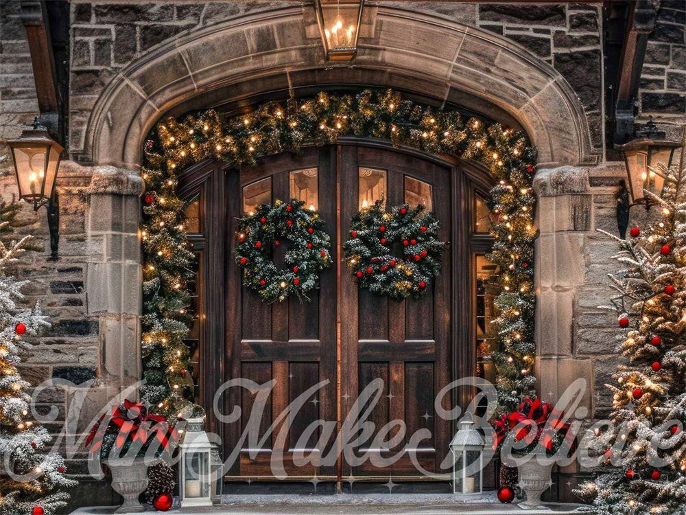 Kate Christmas Castle Exterior Doors Backdrop Designed by Mini MakeBelieve - Kate Backdrop AU
