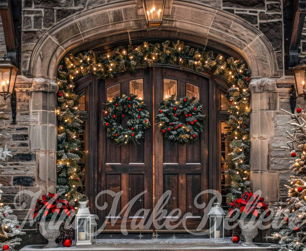 Kate Christmas Castle Exterior Doors Backdrop Designed by Mini MakeBelieve - Kate Backdrop AU