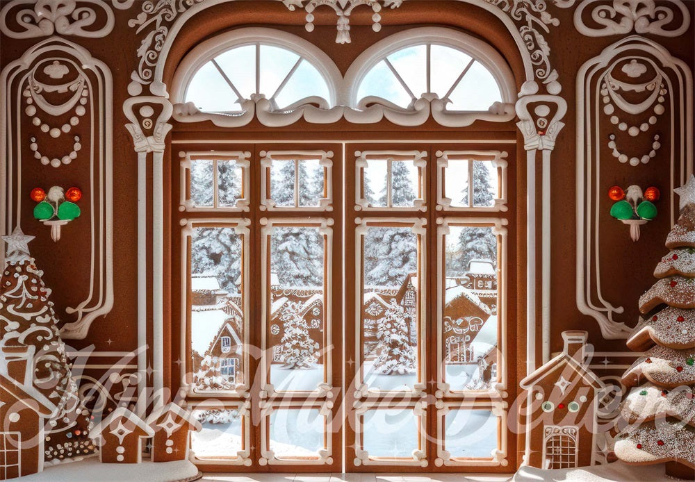 Kate Christmas Gingerbread Interior Double Doors Backdrop Designed by Mini MakeBelieve - Kate Backdrop AU