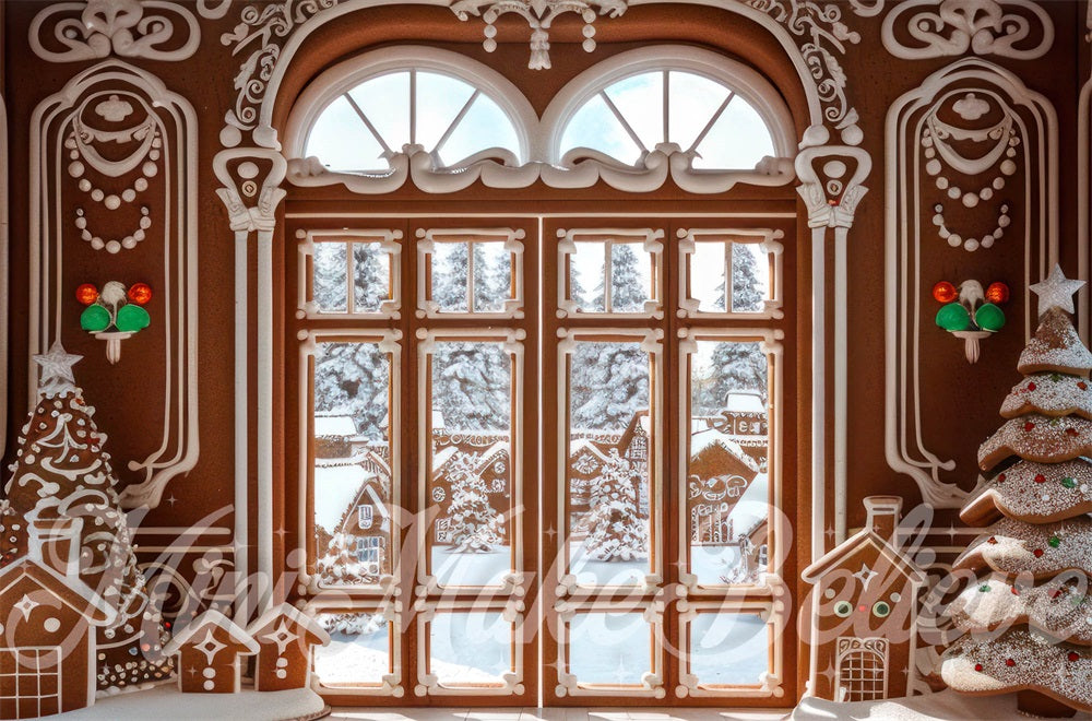 Kate Christmas Gingerbread Interior Double Doors Backdrop Designed by Mini MakeBelieve - Kate Backdrop AU