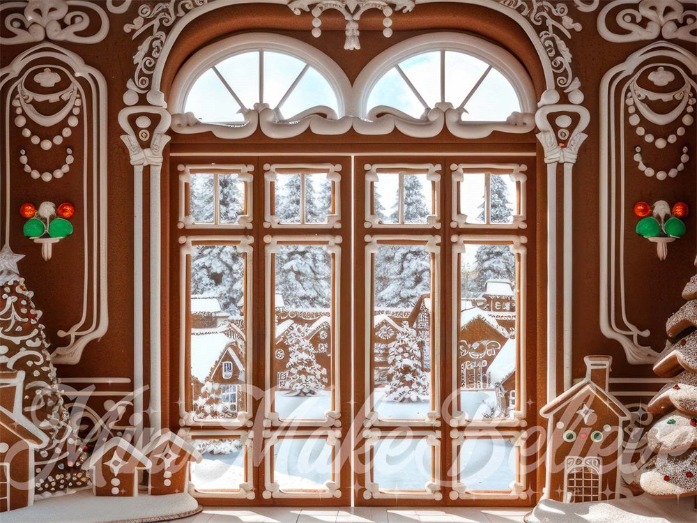 Kate Christmas Gingerbread Interior Double Doors Backdrop Designed by Mini MakeBelieve - Kate Backdrop AU