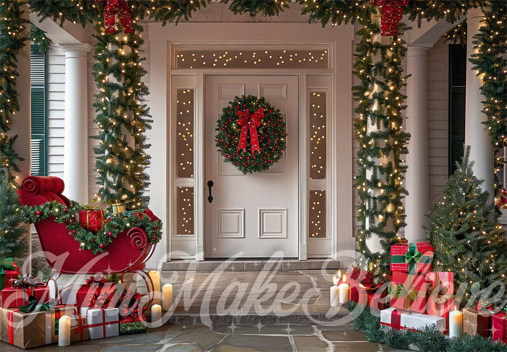 Kate Christmas Exterior Door Sleigh Backdrop Designed by Mini MakeBelieve - Kate Backdrop AU
