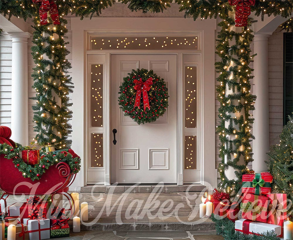 Kate Christmas Exterior Door Sleigh Backdrop Designed by Mini MakeBelieve - Kate Backdrop AU