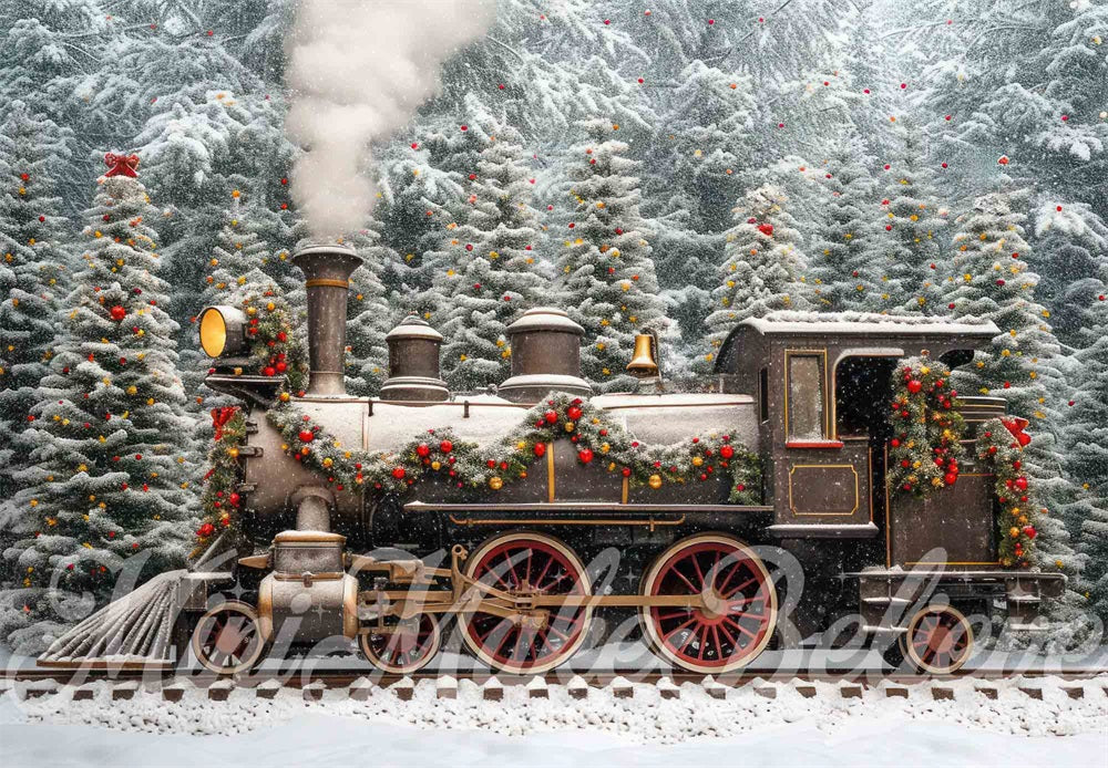 Kate Christmas Exterior Train Station Backdrop Designed by Mini MakeBelieve