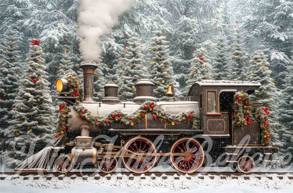 Kate Christmas Exterior Train Station Backdrop Designed by Mini MakeBelieve