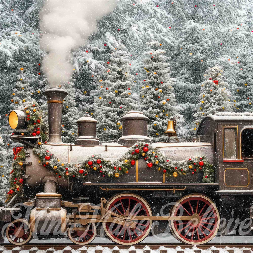Kate Christmas Exterior Train Station Backdrop Designed by Mini MakeBelieve
