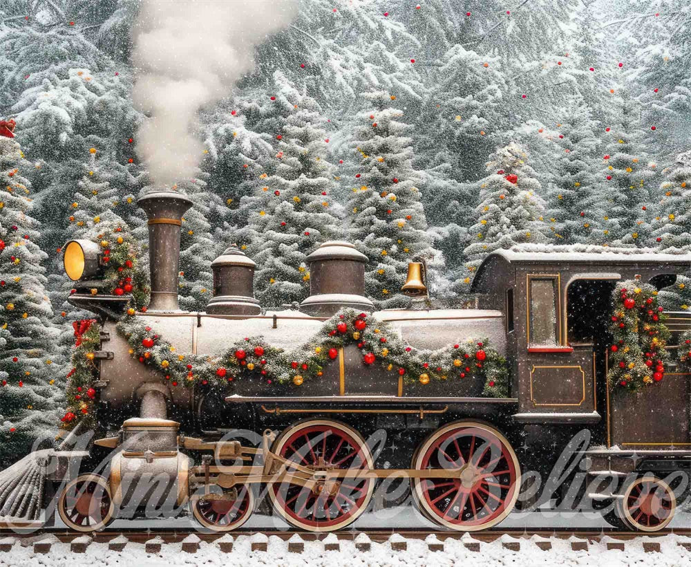 Kate Christmas Exterior Train Station Backdrop Designed by Mini MakeBelieve
