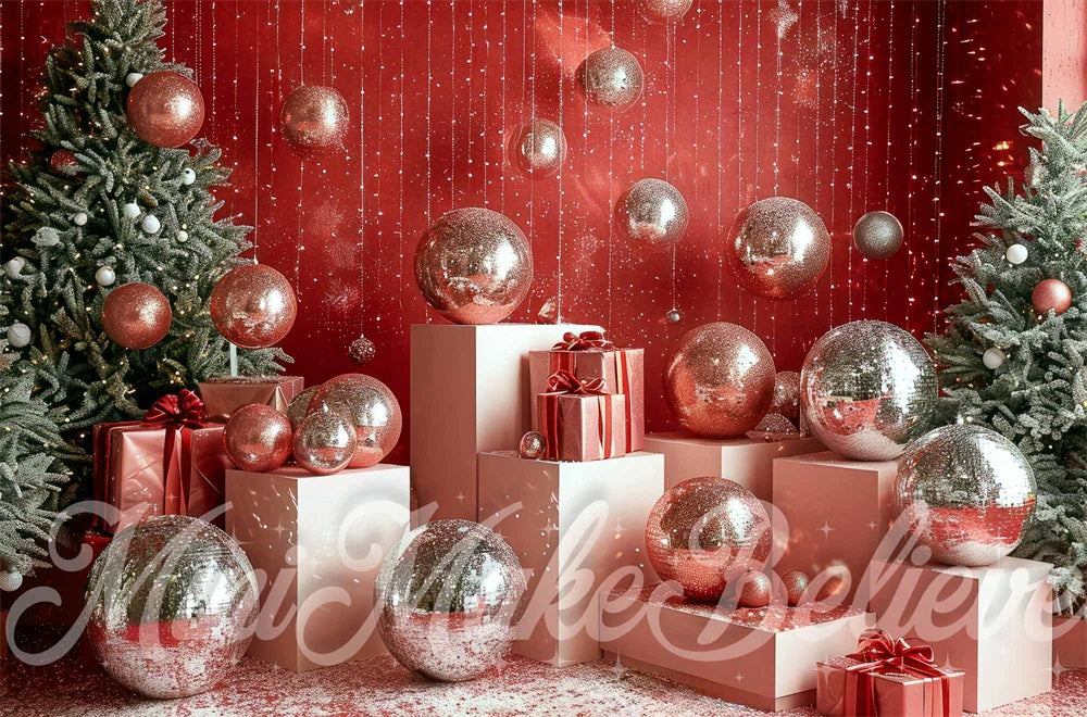 Kate Red Christmas Disco Backdrop Designed by Mini MakeBelieve - Kate Backdrop AU