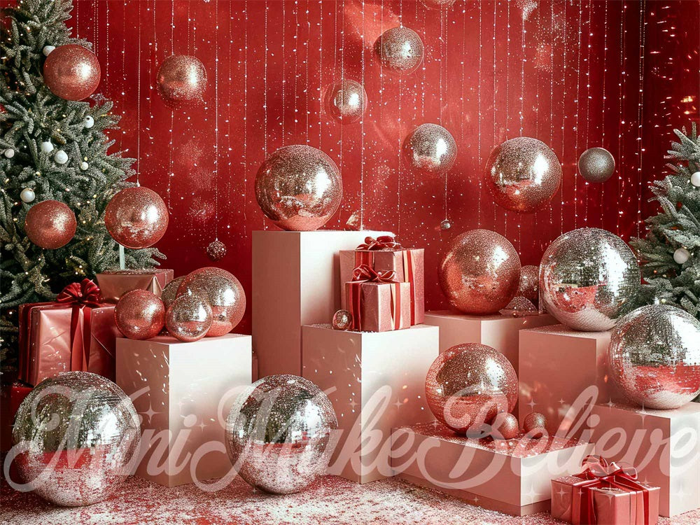 Kate Red Christmas Disco Backdrop Designed by Mini MakeBelieve - Kate Backdrop AU